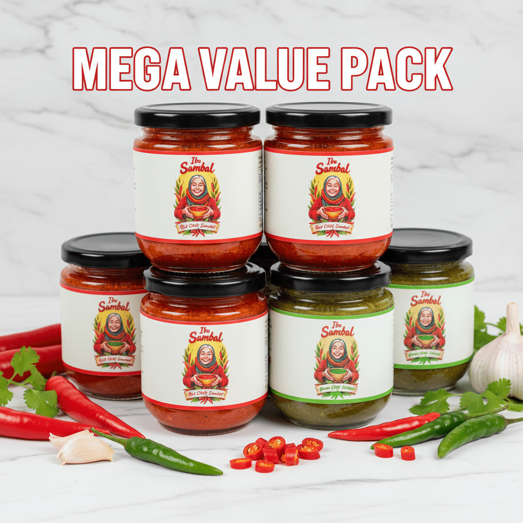Mega Value Pack – 4 Red + 4 Green Sambal - Ibu Sambal