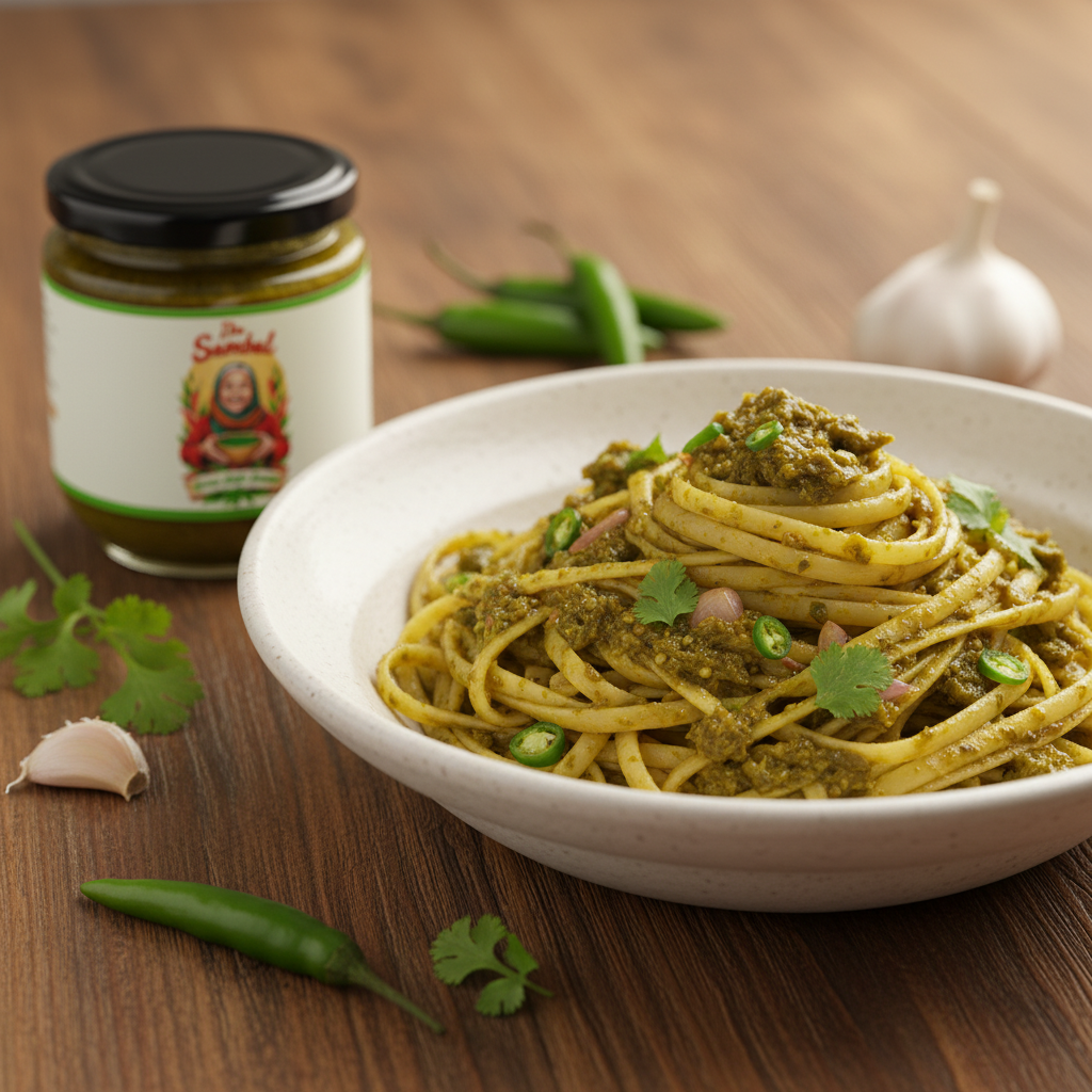 Ibu Sambal Green Chili with Pasta