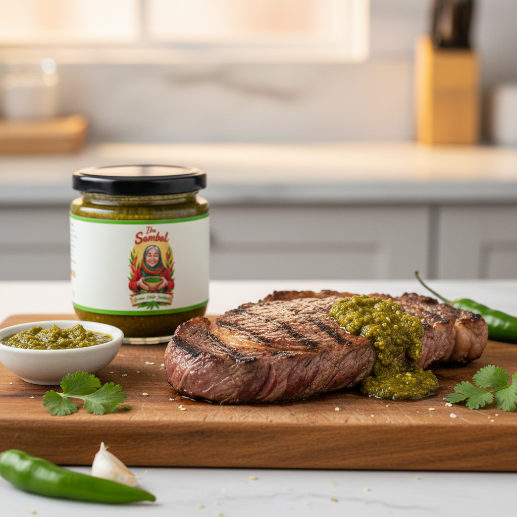 Ibu Sambal Green Chili with Steak